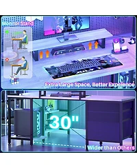 59'' W L-Shaped Computer Desk with Tall Hutch,Corner