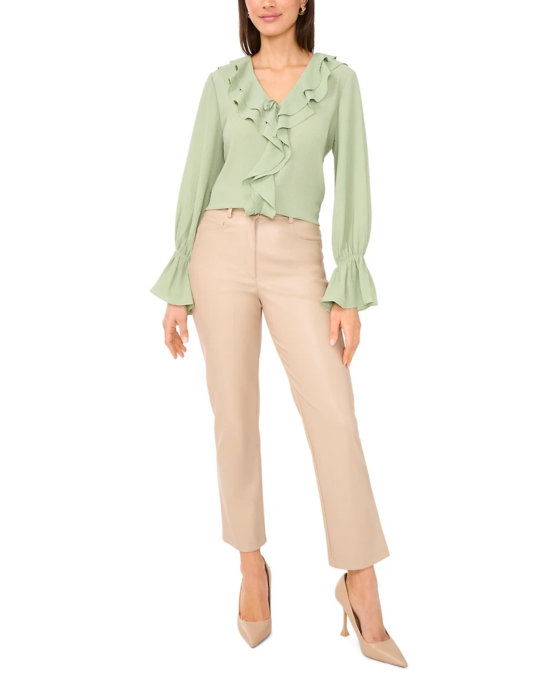 Vince Camuto Women's Double Ruffle V-Neck Top