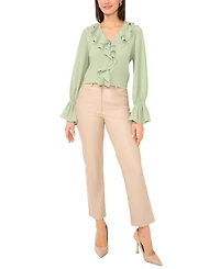 Vince Camuto Women's Double Ruffle V-Neck Top
