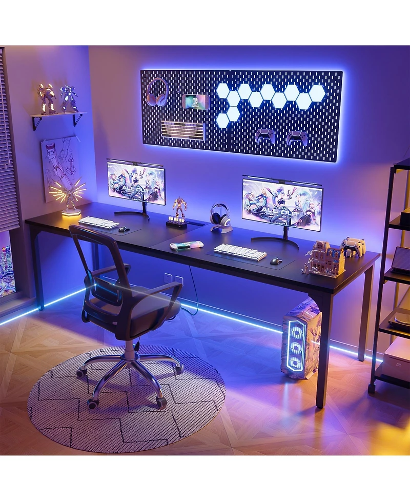 8.8'' W Rectangle Computer Desk, Wood Top Study Workstation