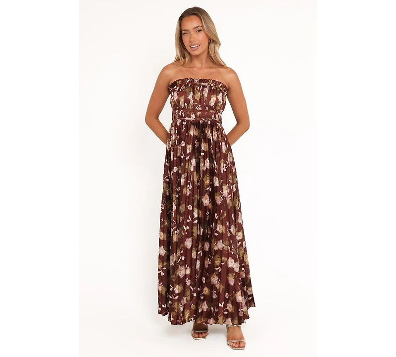 Petal and Pup Women's Angelique Strapless Maxi Dress - Brown Floral