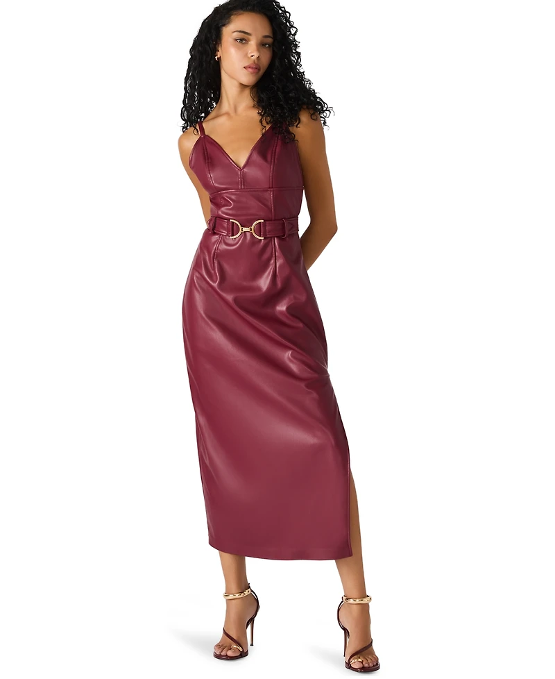 Steve Madden Women's Kailey Sleeveless Self-Tie Belt Midi Dress