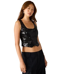 Steve Madden Carmella Women's Double Breasted Sleeveless Tuxedo Top