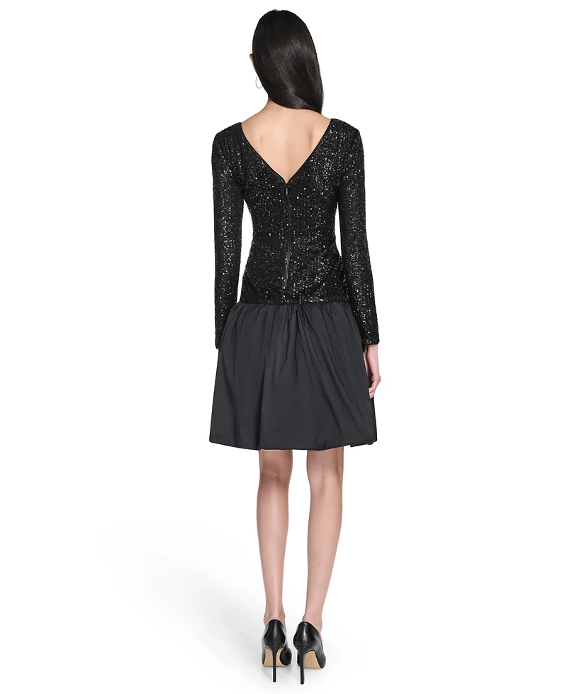 Eliza J Women's Long Sleeve Boat Neck Dress