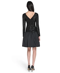 Eliza J Women's Long Sleeve Boat Neck Dress