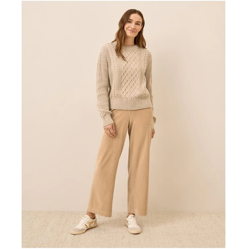Pact Women's Cable Knit Crew Sweater