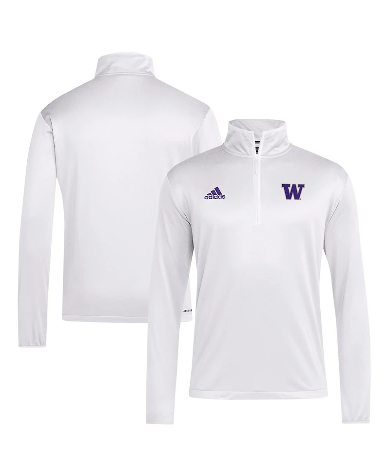 Adidas Men's White Washington Huskies 2024 Coaches Sideline Quarter-Zip T-Shirt