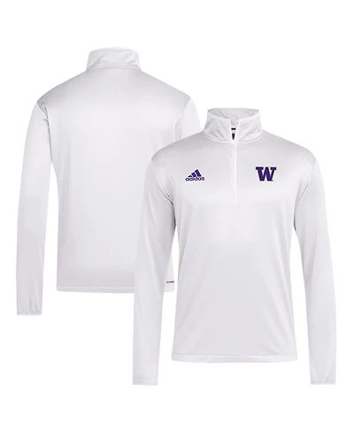 Adidas Men's White Washington Huskies 2024 Coaches Sideline Quarter-Zip T-Shirt