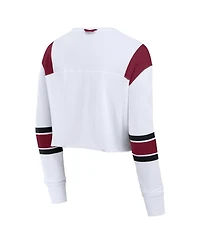 Fanatics Women's White Florida State Seminoles Training Camp Cropped Long Sleeve V-Neck Fashion Top