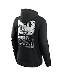 Fanatics Men's Black Brooklyn Nets Game Time Crossover Pullover Hoodie