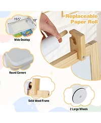 4-in-1 Kids Art Easel with Stool Magnetic Whiteboard Chalkboard & Paper Roll