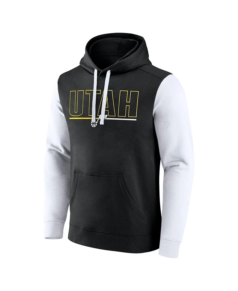 Logo Athletic Men's Black Utah Jazz Outline Color Block Pullover Hoodie