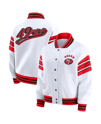 Wear by Erin Andrews Women's White San Francisco 49ers Full-Snap Fleece Sweatshirt Jacket