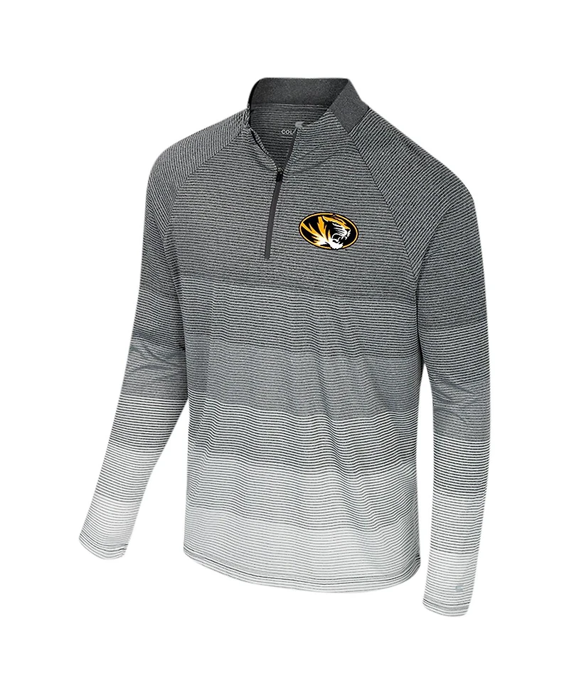 Colosseum Men's Gray Missouri Tigers Ai Striped Mesh Quarter-Zip Raglan Windshirt Jacket