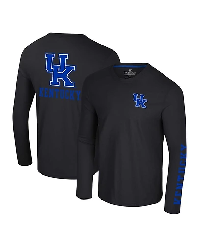 Colosseum Men's Black Kentucky Wildcats Logo Lockup 3-Hit Active Blend Long Sleeve T-Shirt