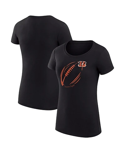 G-iii 4Her by Carl Banks Women's Black Cincinnati Bengals Super-Slim Fit Lightweight Subtle Football T-Shirt
