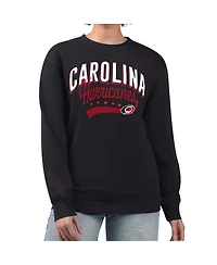 G-iii 4Her by Carl Banks Women's Black Carolina Hurricanes Filigree Team Graphic Fleece Pullover Sweatshirt