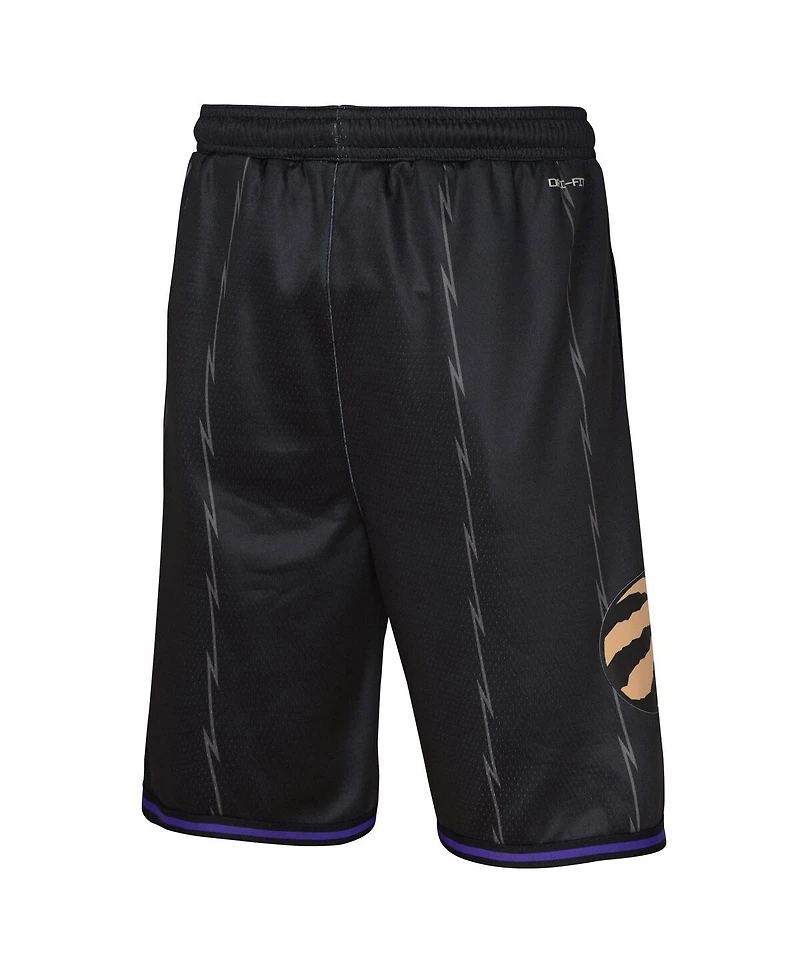 Nike Big Boys and Girls Black Toronto Raptors 2024/25 City Edition Swingman Performance Shorts
