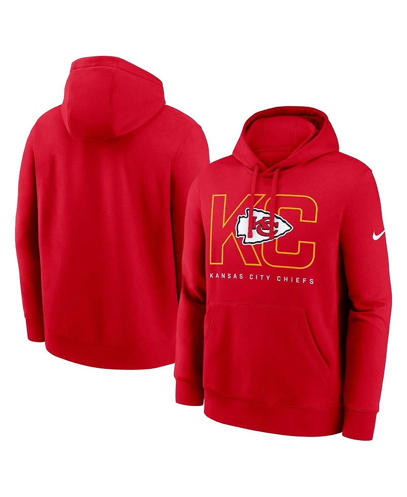 Nike Men's Red Kansas City Chiefs Busted Play Club Fleece Pullover Hoodie