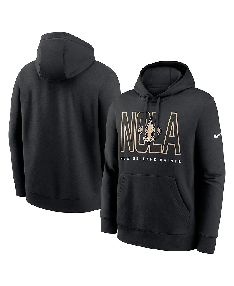 Nike Men's Black New Orleans Saints Busted Play Club Fleece Pullover Hoodie