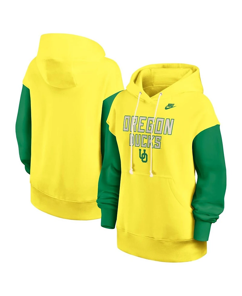 Nike Women's Yellow/Green Oregon Ducks Oversized Legacy Phoenix Pullover Hoodie