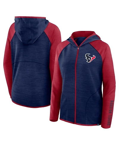 Fanatics Women's Navy/Red Houston Texans Redzone End Around Pass Raglan Full-Zip Hoodie