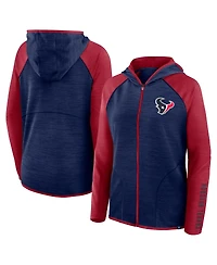 Fanatics Women's Navy/Red Houston Texans Redzone End Around Pass Raglan Full-Zip Hoodie