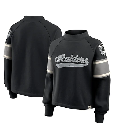 Fanatics Women's Black Las Vegas Raiders Oversized Hometown Toss Sweep Mock Neck Pullover Top