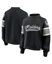 Fanatics Women's Black Las Vegas Raiders Oversized Hometown Toss Sweep Mock Neck Pullover Top