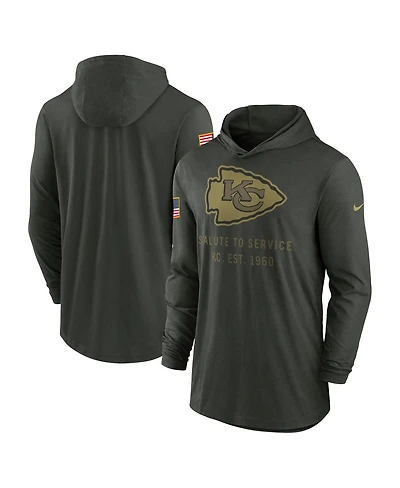 Nike Men's Forest Green Kansas City Chiefs 2025 Salute to Service Sideline Dri-fit Lightweight Hooded Pullover Sweatshirt