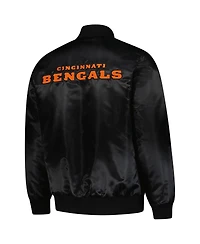 Starter Men's Black Cincinnati Bengals Exclusive Satin Full-Snap Varsity Jacket