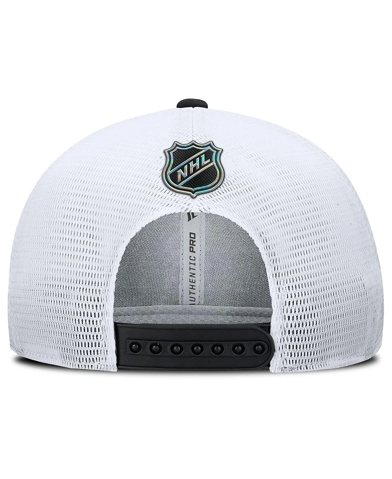 Fanatics Men's Black/White Detroit Red Wings Authentic Pro Rink Lockup Adjustable Trucker Hat