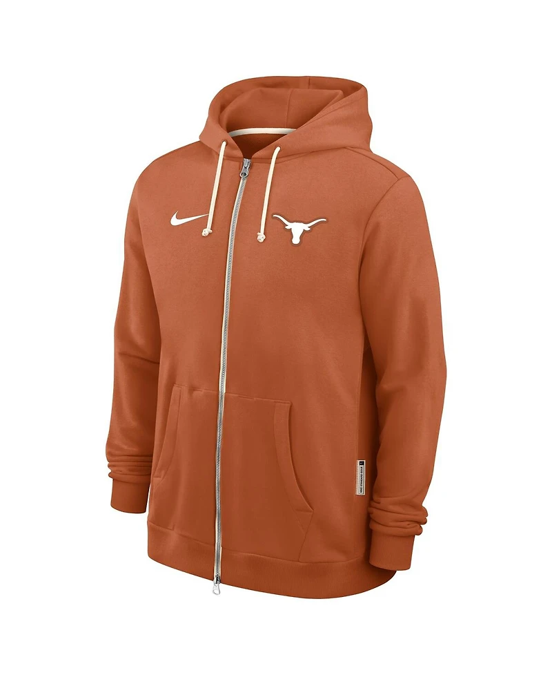 Nike Men's Burnt Orange Texas Longhorns 2025 Sideline Standard Issue Dri-fit Full-Zip Hoodie