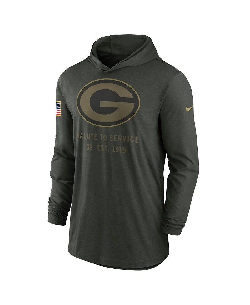 Nike Men's Forest Green Bay Packers 2025 Salute to Service Sideline Dri-fit Lightweight Hooded Pullover Sweatshirt