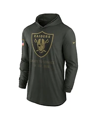 Nike Men's Forest Green Las Vegas Raiders 2025 Salute to Service Sideline Dri-fit Lightweight Hooded Pullover Sweatshirt