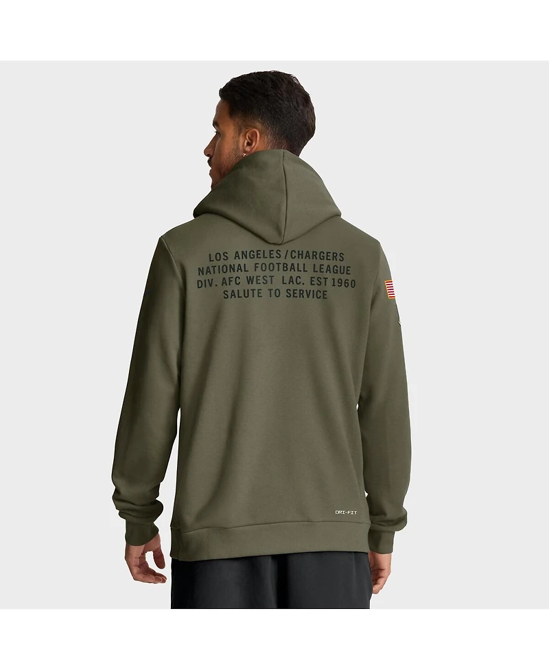 Nike Men's Olive Los Angeles Chargers 2025 Salute to Service Sideline Standard Issue Dri-fit Hoodie