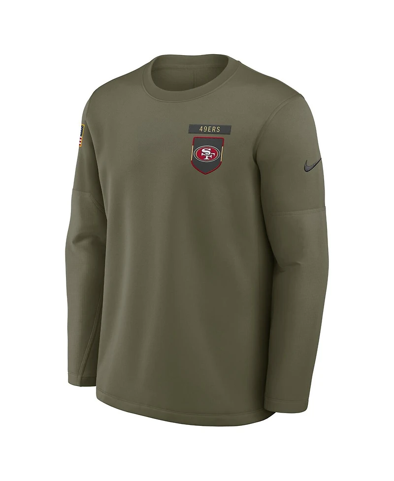 Nike Men's Olive San Francisco 49ers 2025 Salute to Service Sideline Coaches Therma-fit Long Sleeve Shirt