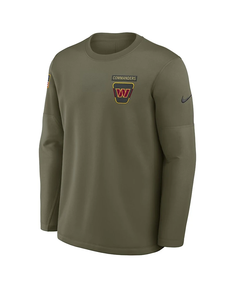 Nike Men's Olive Washington Commanders 2025 Salute to Service Sideline Coaches Therma-fit Long Sleeve Shirt