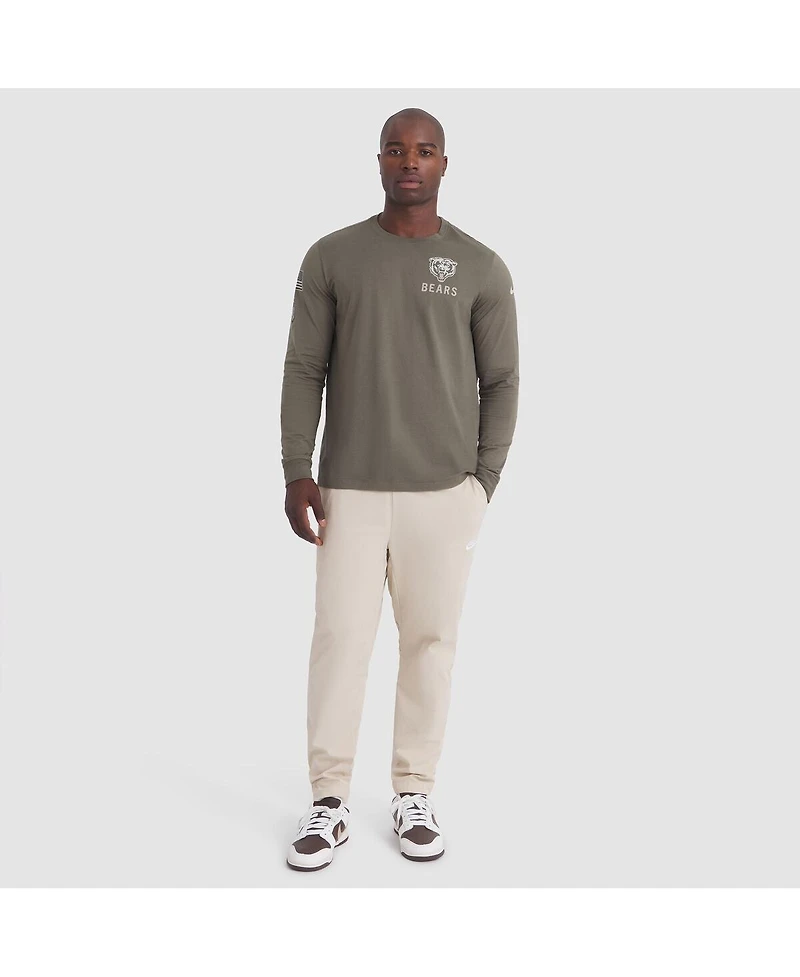 Nike Men's Olive Chicago Bears 2025 Salute to Service Sideline Long Sleeve T-Shirt