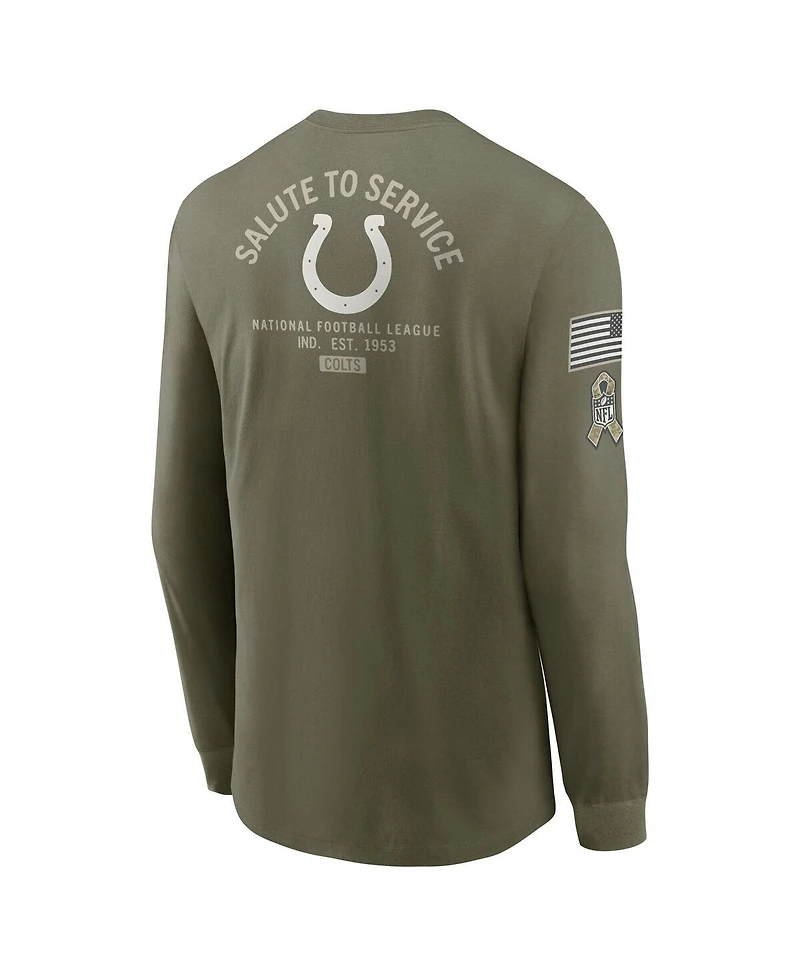 Nike Men's Olive Indianapolis Colts 2025 Salute to Service Sideline Long Sleeve T-Shirt