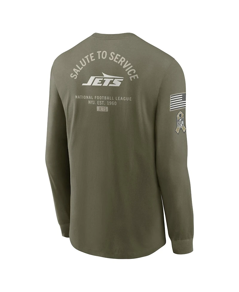 Nike Men's Olive New York Jets 2025 Salute to Service Sideline Long Sleeve T-Shirt