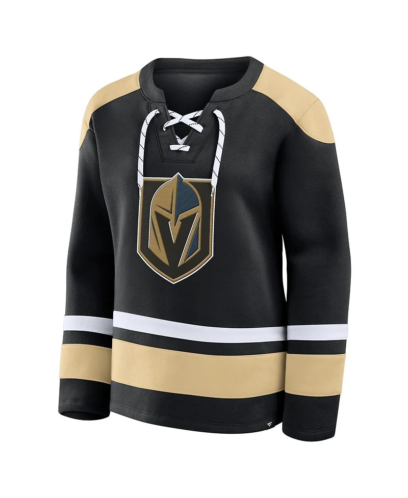 Fanatics Women's Black Vegas Golden Knights Icing Long Sleeve Lace Up Sweatshirt