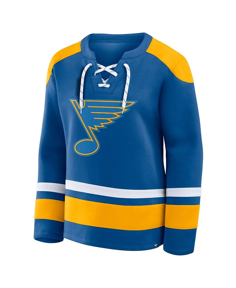 Fanatics Women's Blue St. Louis Blues Icing Long Sleeve Lace Up Sweatshirt
