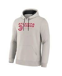 Fanatics Men's Off White Atlanta Hawks Crossover Collection Blocked Shot Premium Pullover Hoodie