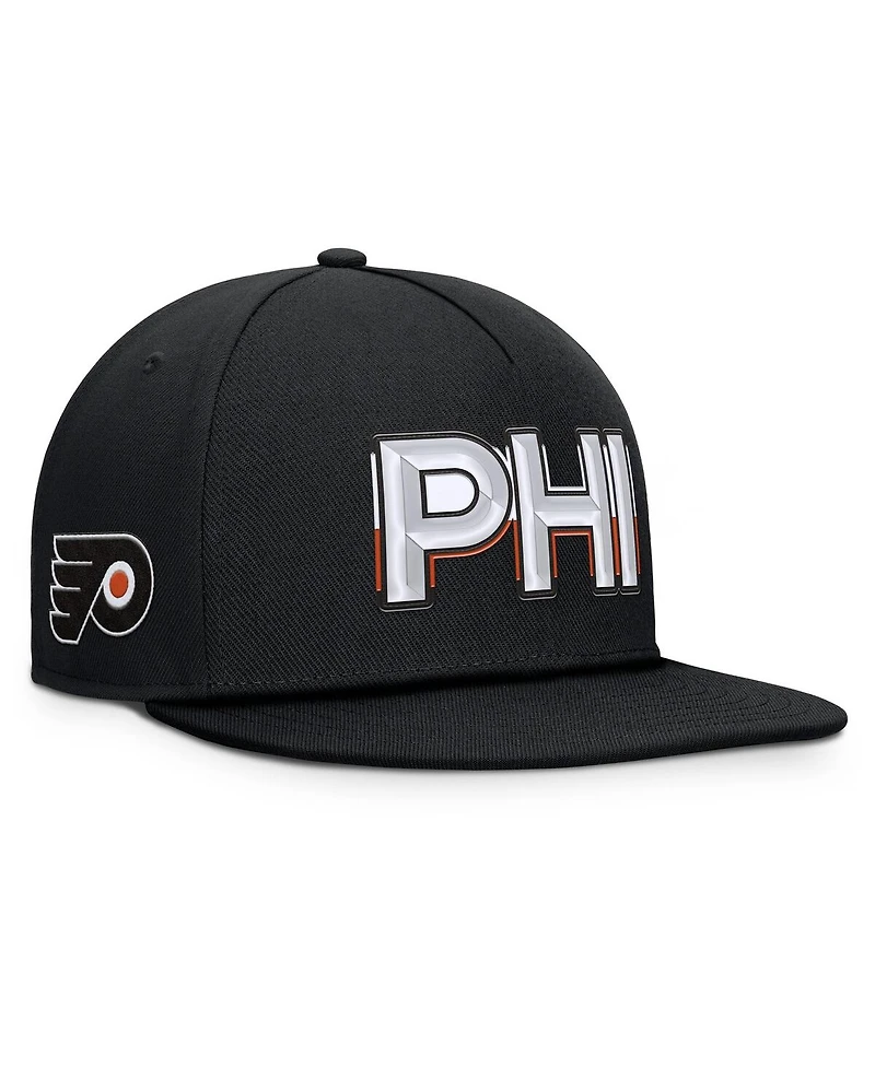 Fanatics Men's Black Philadelphia Flyers Authentic Pro Rink Team Code Snapback Hat