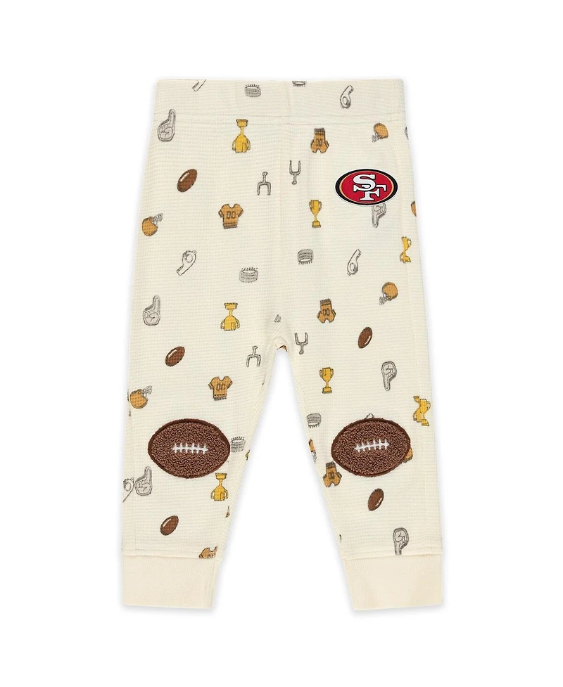 Wear by Erin Andrews Baby Boys and Girls 2-Piece Cream San Francisco 49ers Waffle-Knit Sleep Set