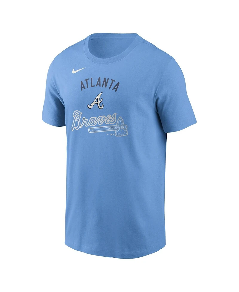 Nike Men's Light Blue Atlanta Braves Early Innings Stack T-Shirt