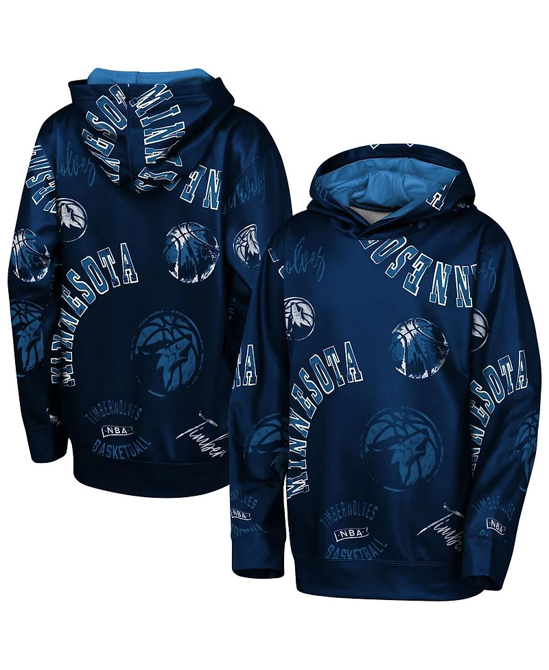 Outerstuff Big Boys and Girls Navy Minnesota Timberwolves Moving Violation Hoodie