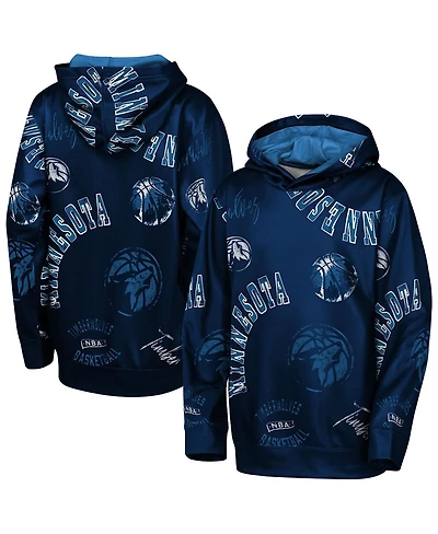 Outerstuff Big Boys and Girls Navy Minnesota Timberwolves Moving Violation Hoodie