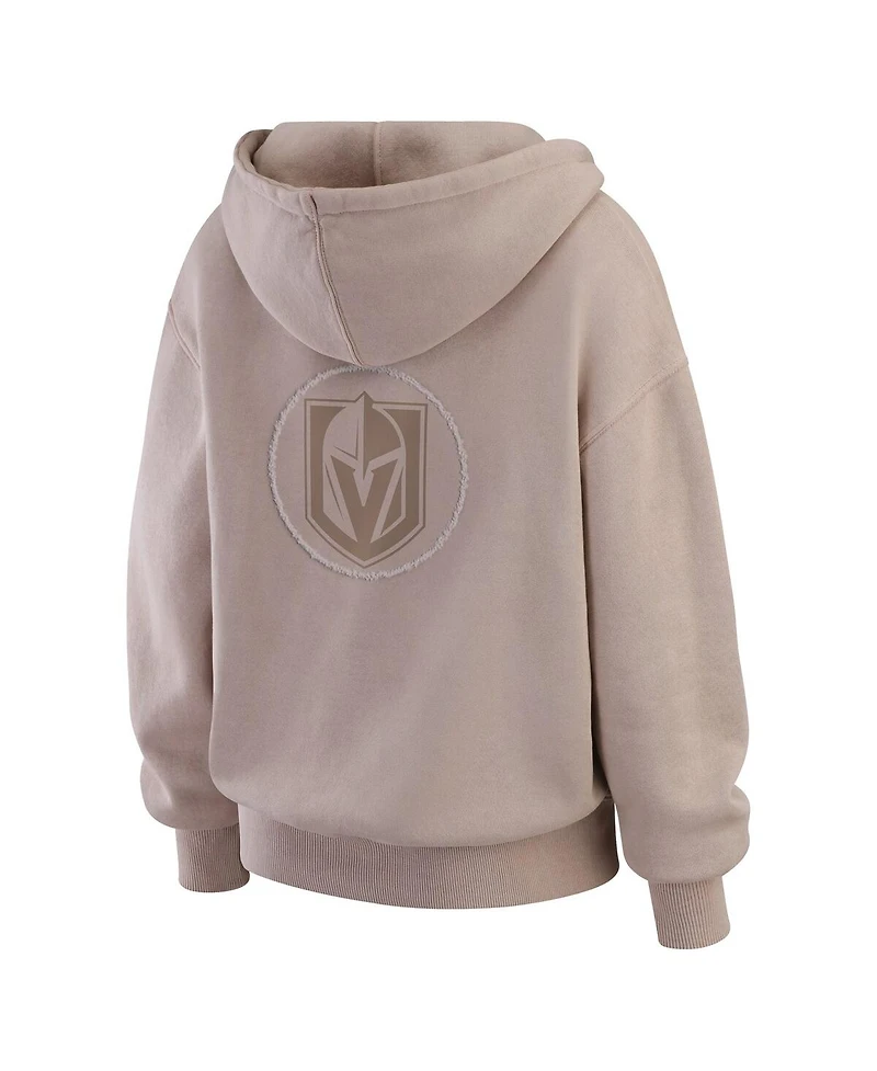 Wear by Erin Andrews Women's Tan Vegas Golden Knights Washed Pullover Crewdie Hoodie